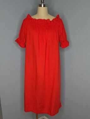 H&M Red Off-Shoulder Ruffle Dress Small Red